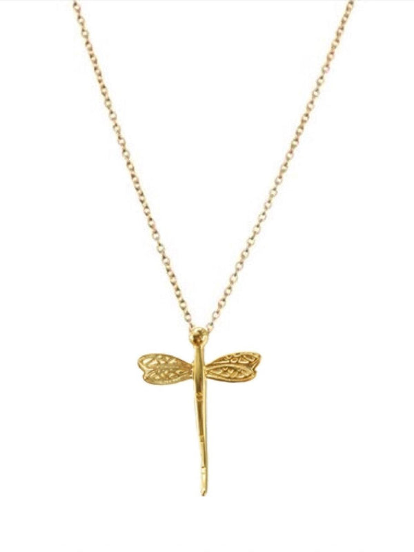 Black Design by Camilla Folkman DRAGONFLY NECKLACE Jewelry 18k gold plated surgical steel
