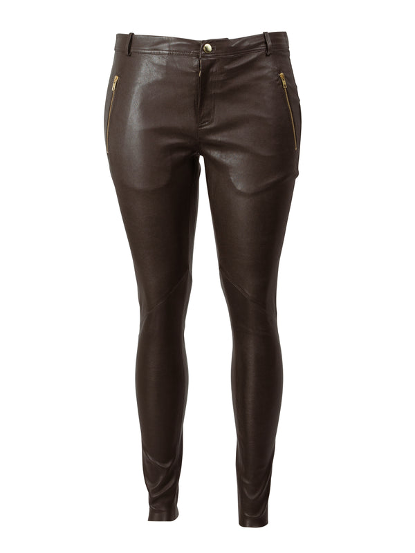 ZOEY LUCILLE LEATHER PANTS Bukser 293 Chocolate